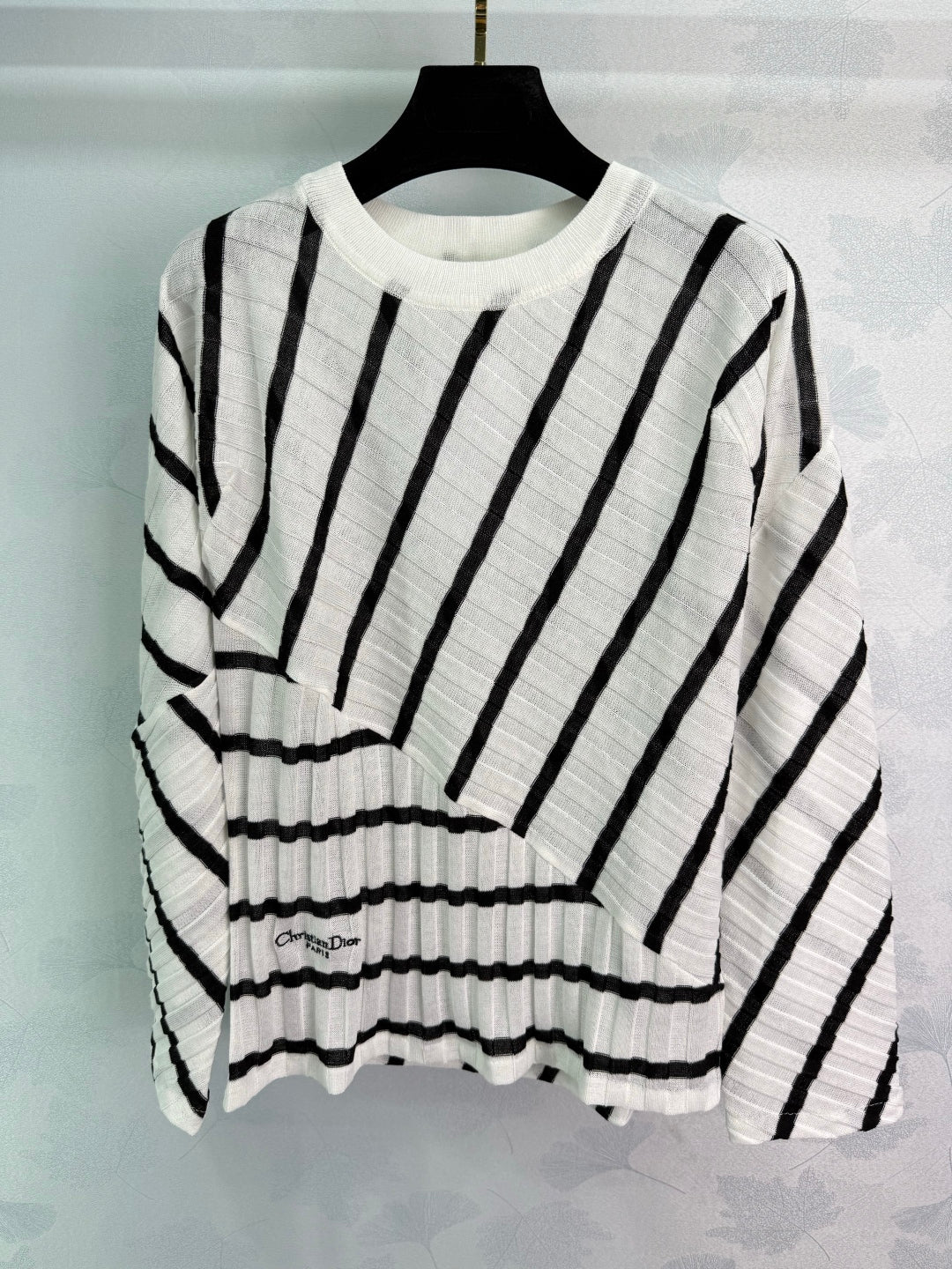 2025 Autumn New Fake two-piece patchwork diagonal striped knitted long sleeves