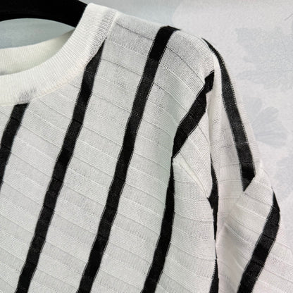 2025 Autumn New Fake two-piece patchwork diagonal striped knitted long sleeves