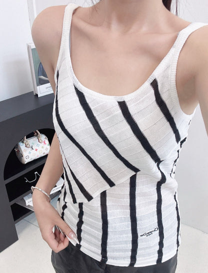 2025 Autumn New Diagonal striped knitted suspenders