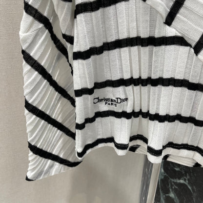 D 25 Early Autumn New Style Fake Two-piece Splicing Diagonal Stripe Knitted Long Sleeves