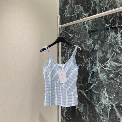 D 25 Early Autumn New Fake Two-piece Spliced Diagonal Striped Vest