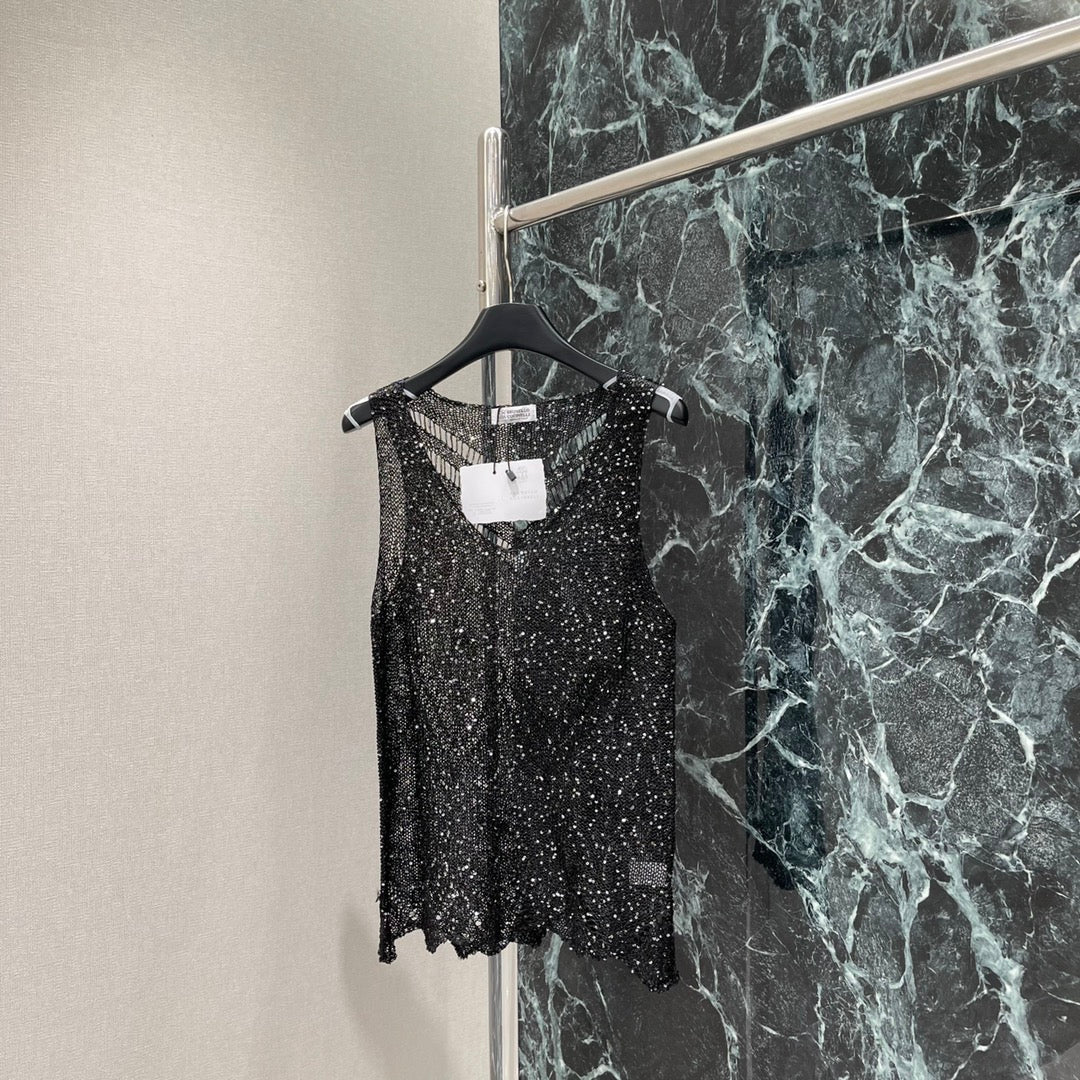 Br 25 Early Fall New Hollow Sequin Vest