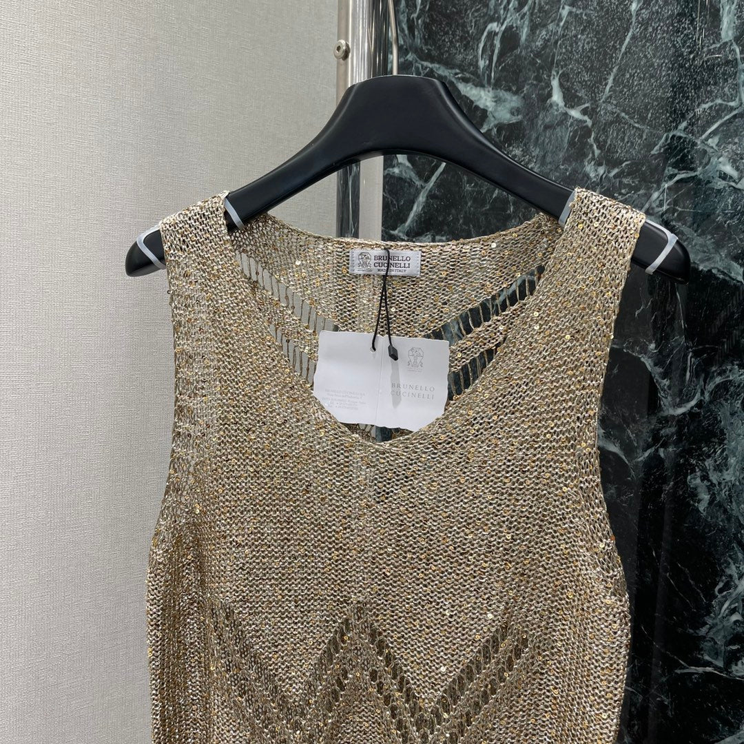 Br 25 Early Fall New Hollow Sequin Vest