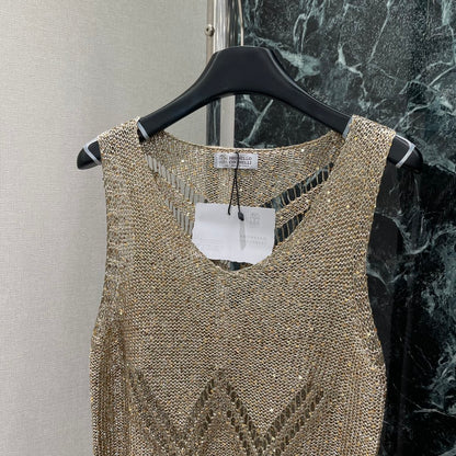 Br 25 Early Fall New Hollow Sequin Vest