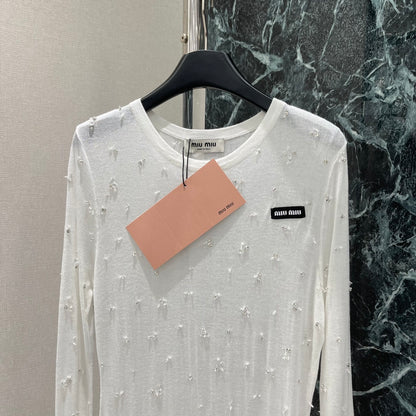 M 25 Early Fall New Beaded Round Neck Dress