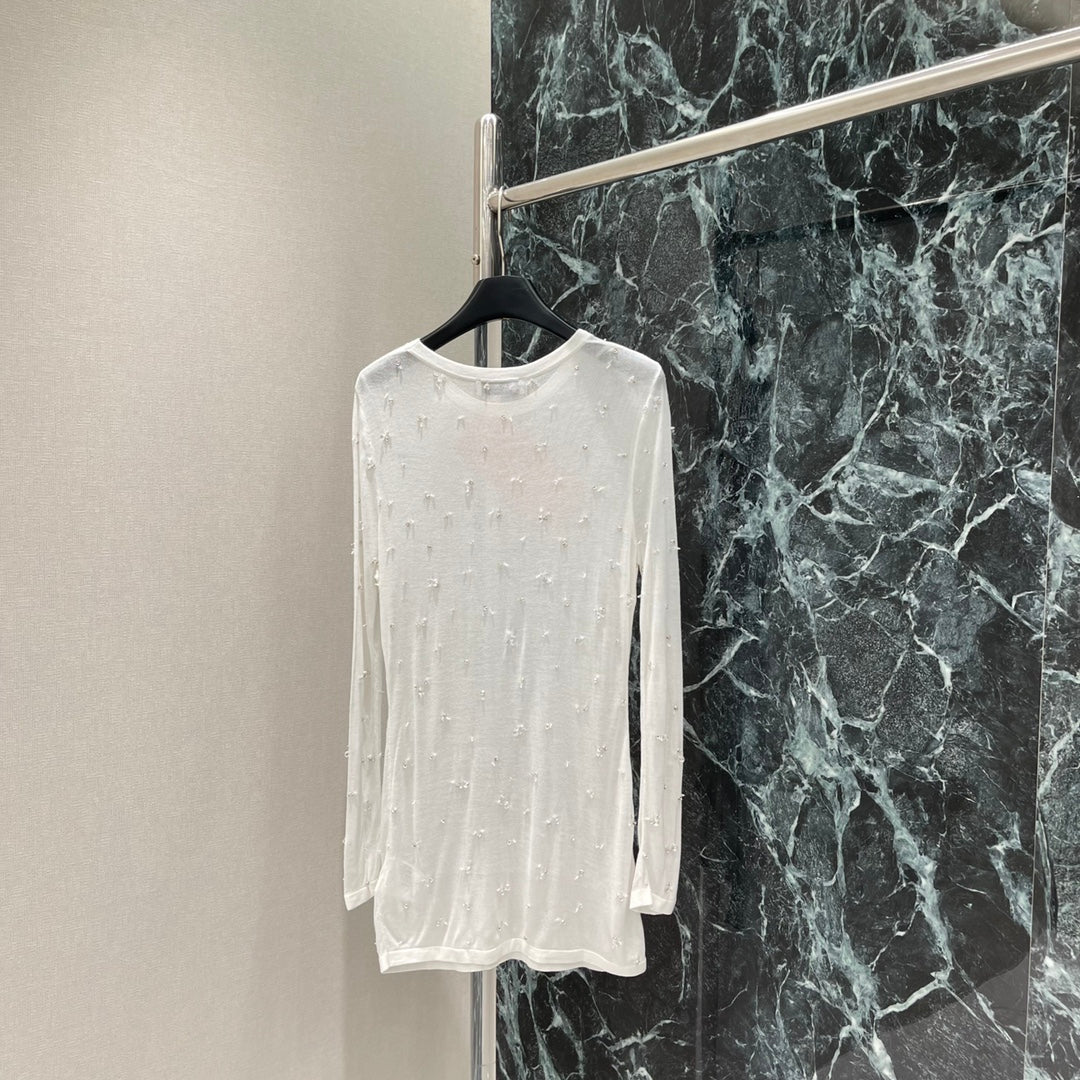 M 25 Early Fall New Beaded Round Neck Dress