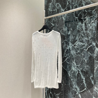 M 25 Early Fall New Beaded Round Neck Dress
