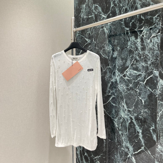 M 25 Early Fall New Beaded Round Neck Dress