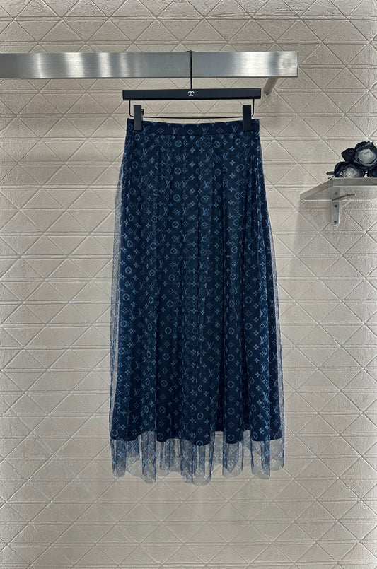 2025 Autumn New  high waist double layer long gauze skirt