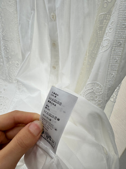 2025 autumn new embroidery hollow midi skirt