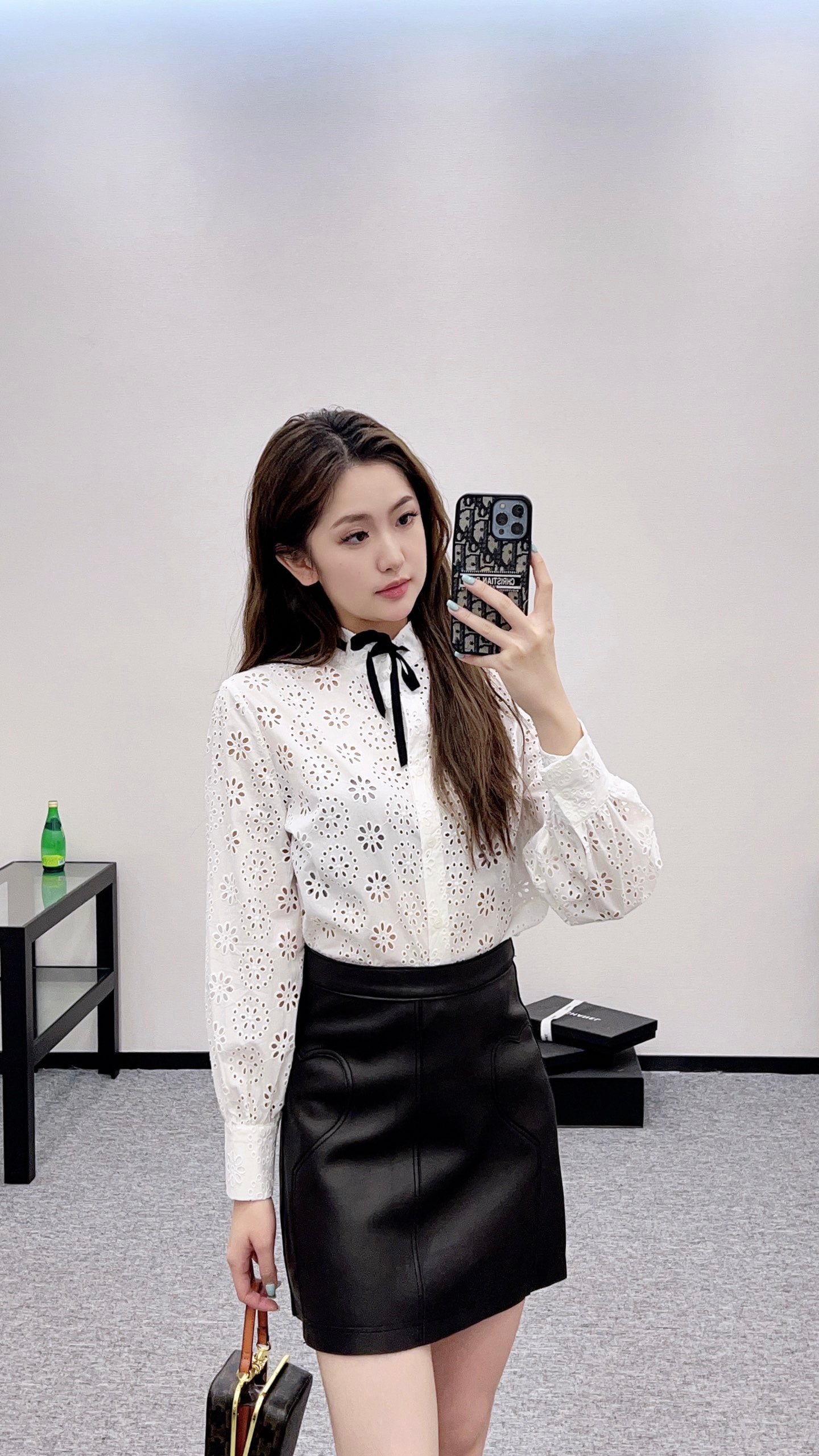 2025 Autumn New Hollow Embroidery Lace-up Shirt