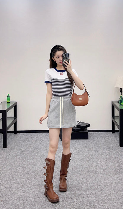 2025 Autumn New High Waist Drawstring Short Skirt