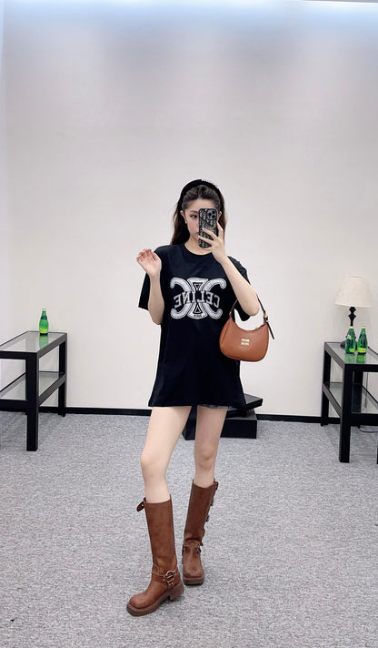 2025 Autumn New Round Neck Letter Print Tee
