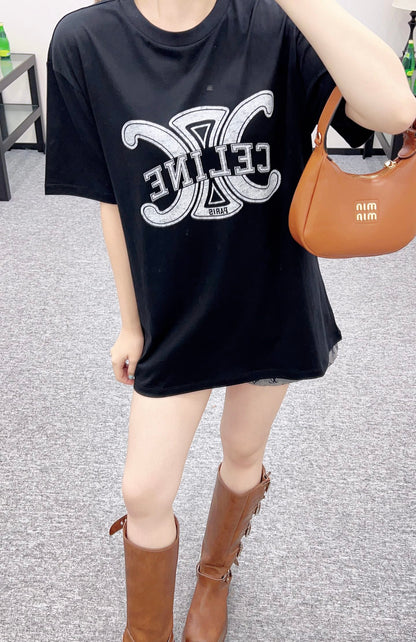 2025 Autumn New Round Neck Letter Print Tee