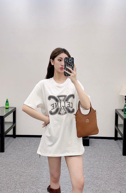 2025 Autumn New Round Neck Letter Print Tee