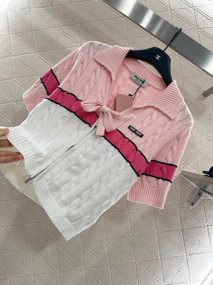 2025 Autumn New Arrivals Zippered Cardigan Knitted Short Sleeves