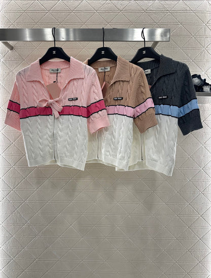 2025 Autumn New Arrivals Zippered Cardigan Knitted Short Sleeves