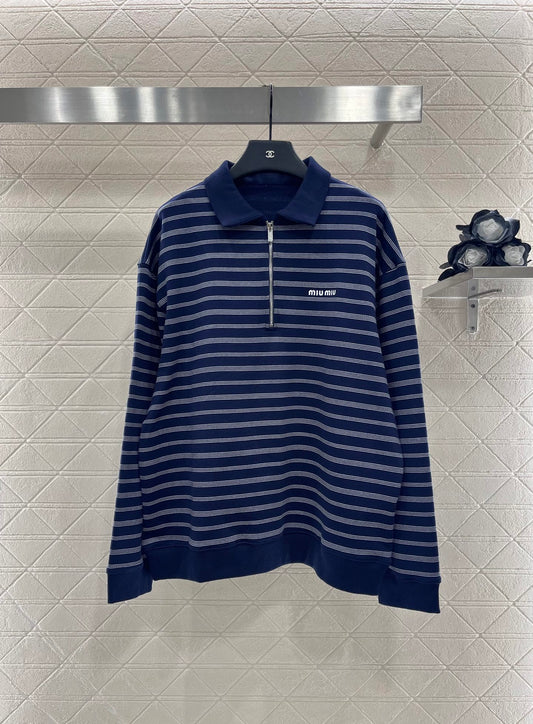 2025 Early Autumn New Arrivals Striped Polo Long Sleeve Top