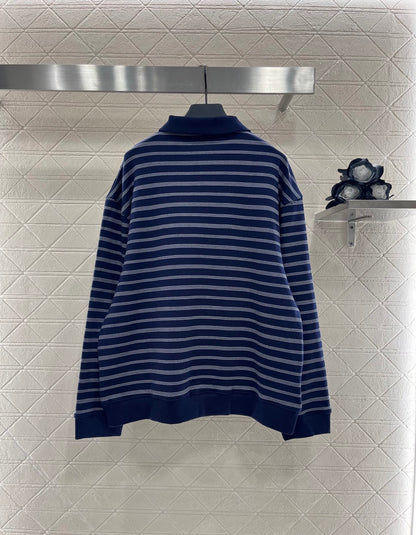 2025 Early Autumn New Arrivals Striped Polo Long Sleeve Top