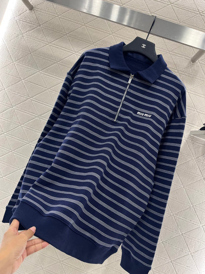 2025 Early Autumn New Arrivals Striped Polo Long Sleeve Top