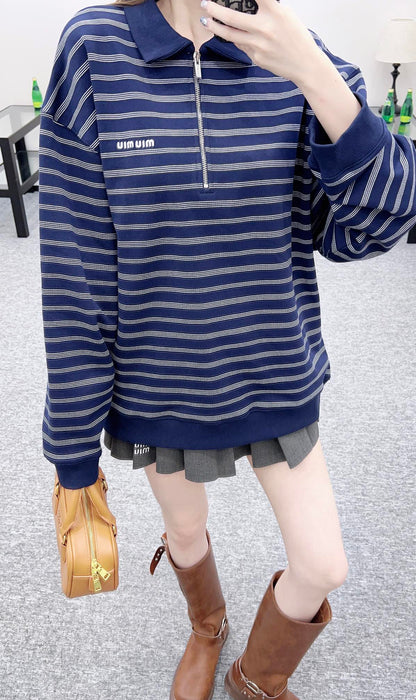 2025 Early Autumn New Arrivals Striped Polo Long Sleeve Top
