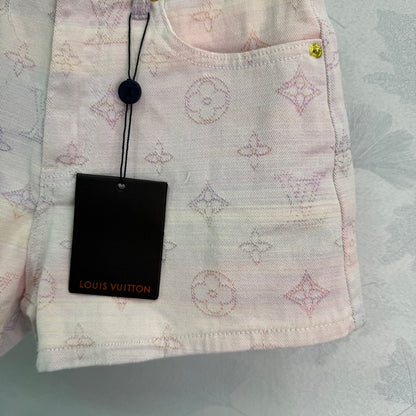 25Ss Spring and Summer New Colored Letter Jacquard Straight Denim Shorts