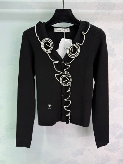 25 Frühherbst Neue Dreidimensionale Blumen-Strickjacke 