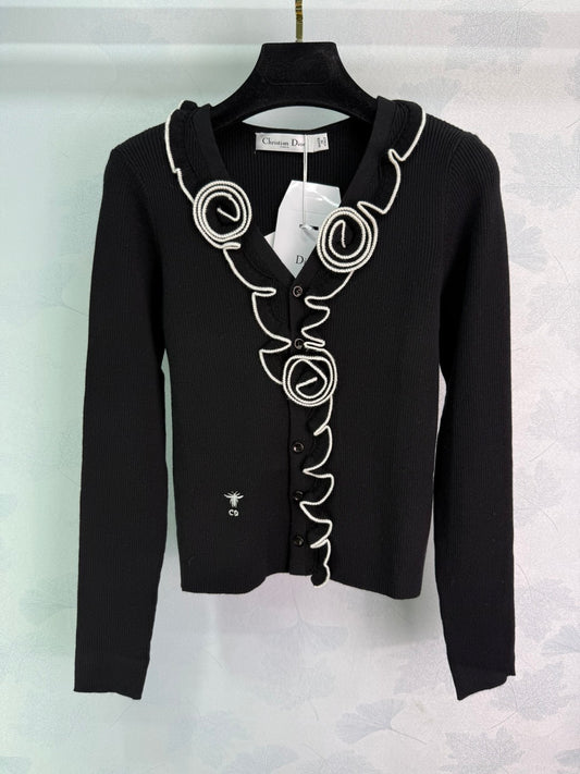 25 Early Autumn New Three-Dimensional Flower Knitted Cardigan