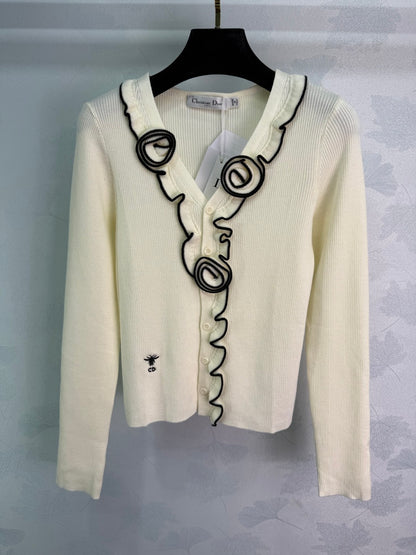 25 Frühherbst Neue Dreidimensionale Blumen-Strickjacke 