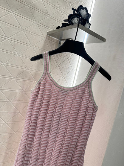 2025 Early Autumn New Arrival Flowing Contrast Color Knitted Suspender Skirt