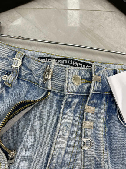 25 Spring and Summer New Metal Decorated Double Denim Culottes