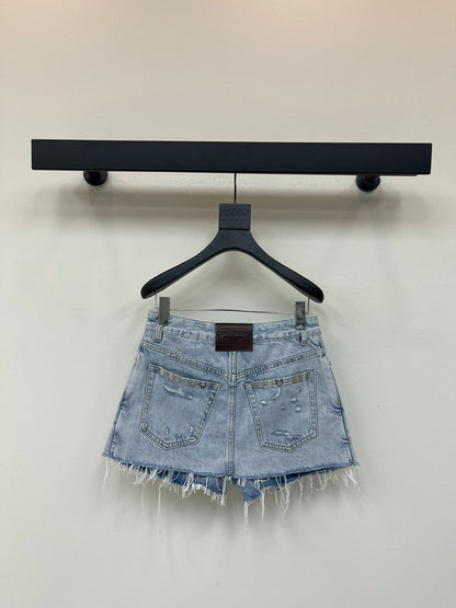 25 Spring and Summer New Metal Decorated Double Denim Culottes