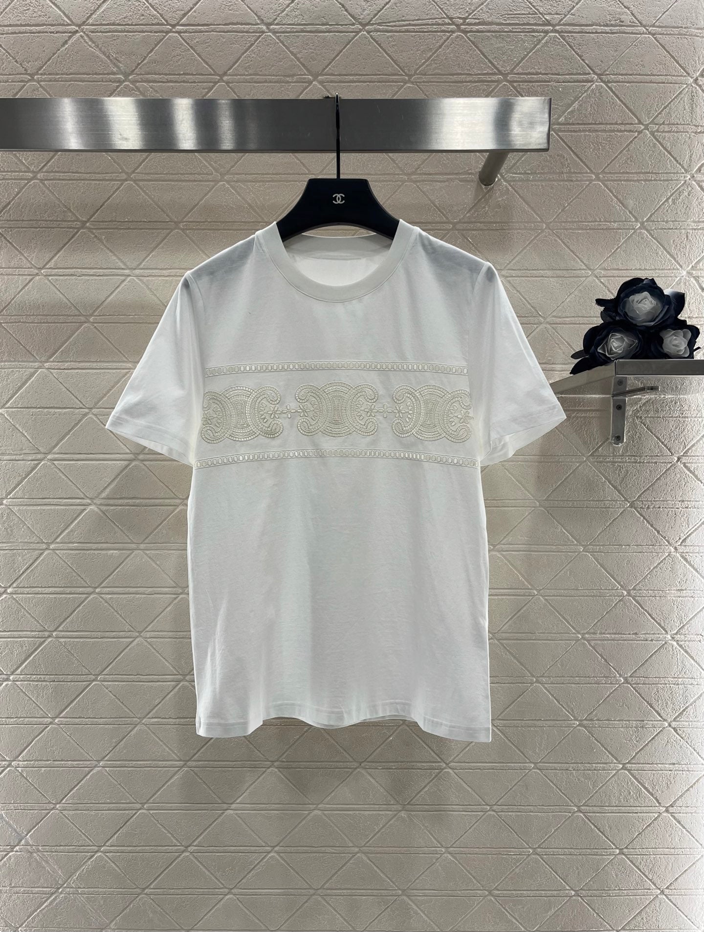 2025 Early Autumn New Embroidered Hollow T-shirt with Midi Skirt