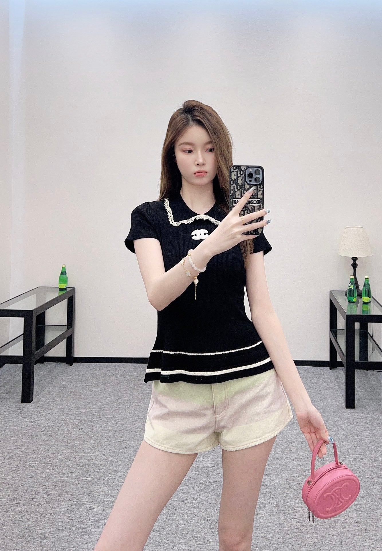 2025 Early Autumn New Arrivals Hollow Lace Knitted Short Sleeves