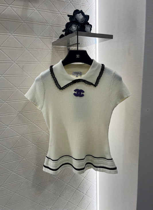 2025 Early Autumn New Arrivals Hollow Lace Knitted Short Sleeves