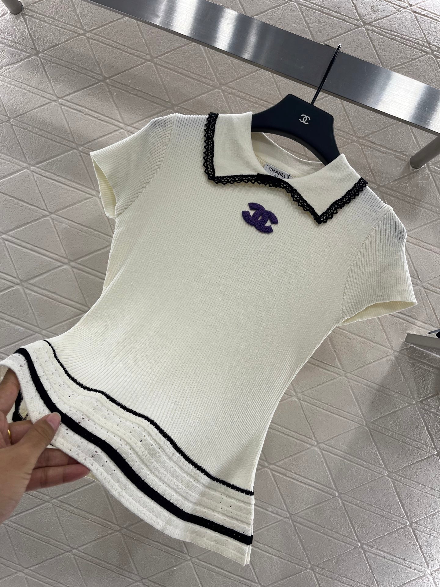 2025 Early Autumn New Arrivals Hollow Lace Knitted Short Sleeves