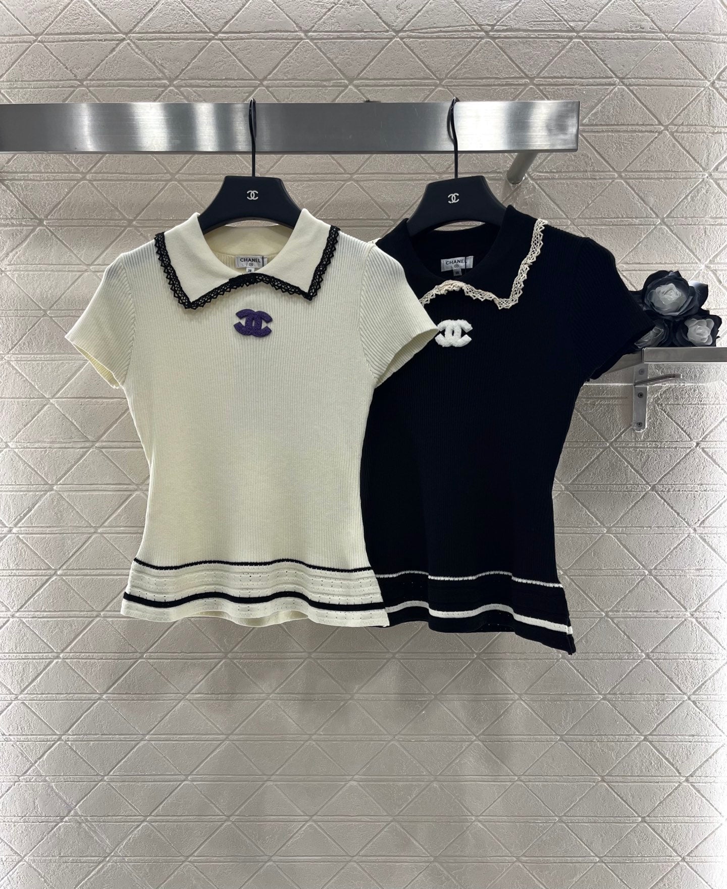 2025 Early Autumn New Arrivals Hollow Lace Knitted Short Sleeves