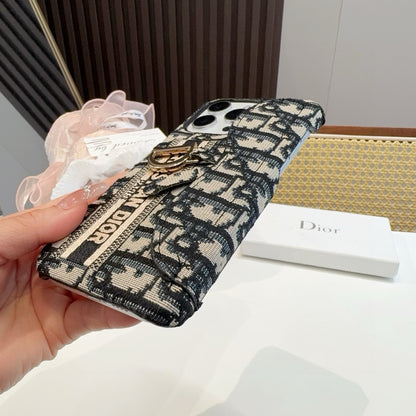 Embroidered fabric wrist/card holder phone case