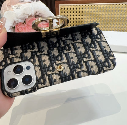 Embroidered fabric wrist/card holder phone case