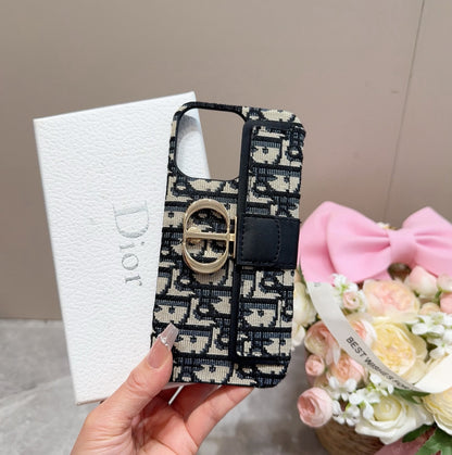 Embroidered fabric wrist/card holder phone case