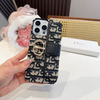 Embroidered fabric wrist/card holder phone case