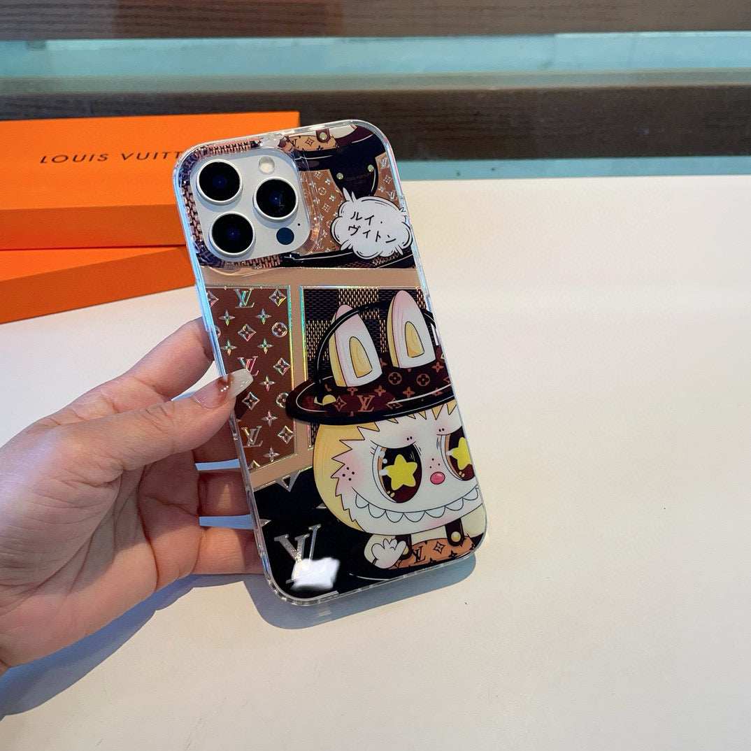 Étui pour téléphone portable Labubu double couche en relief laser