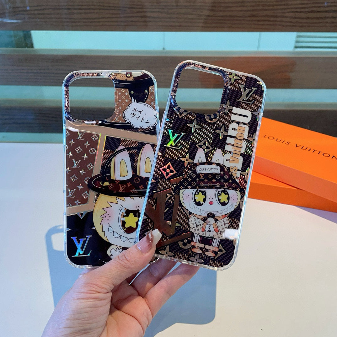 Étui pour téléphone portable Labubu double couche en relief laser