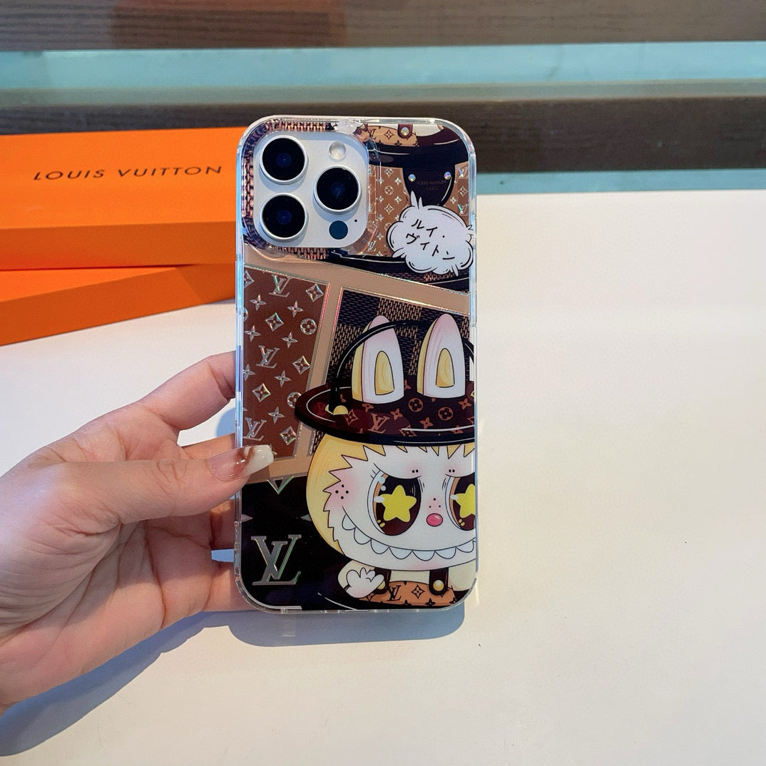 Étui pour téléphone portable Labubu double couche en relief laser