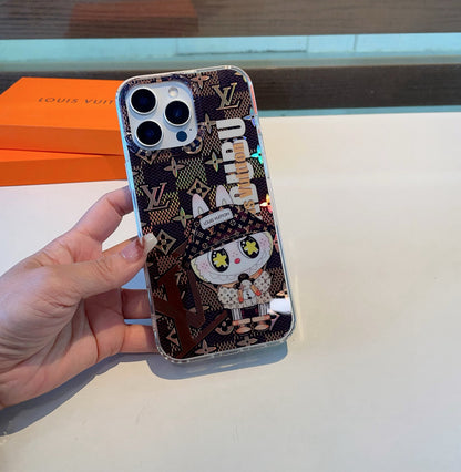 Étui pour téléphone portable Labubu double couche en relief laser