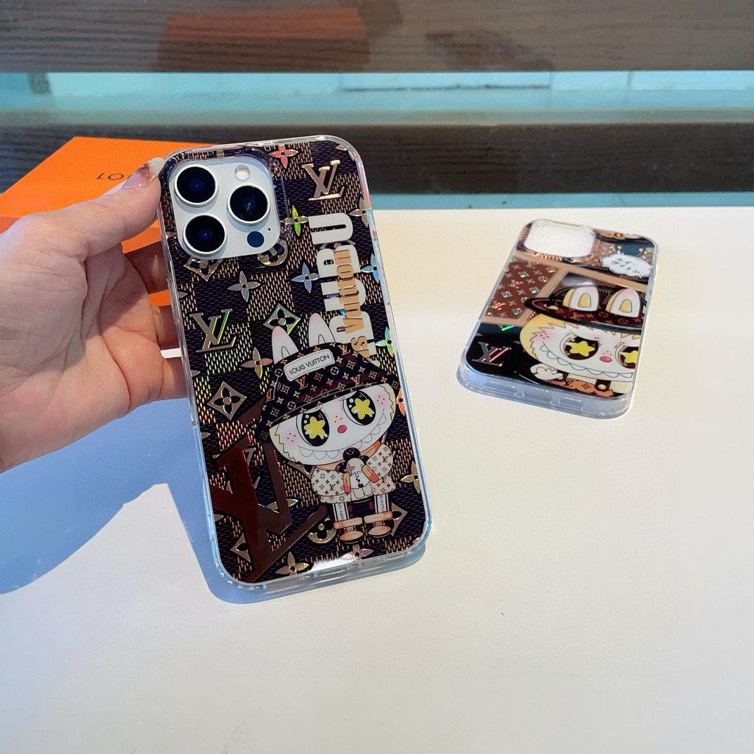 Étui pour téléphone portable Labubu double couche en relief laser