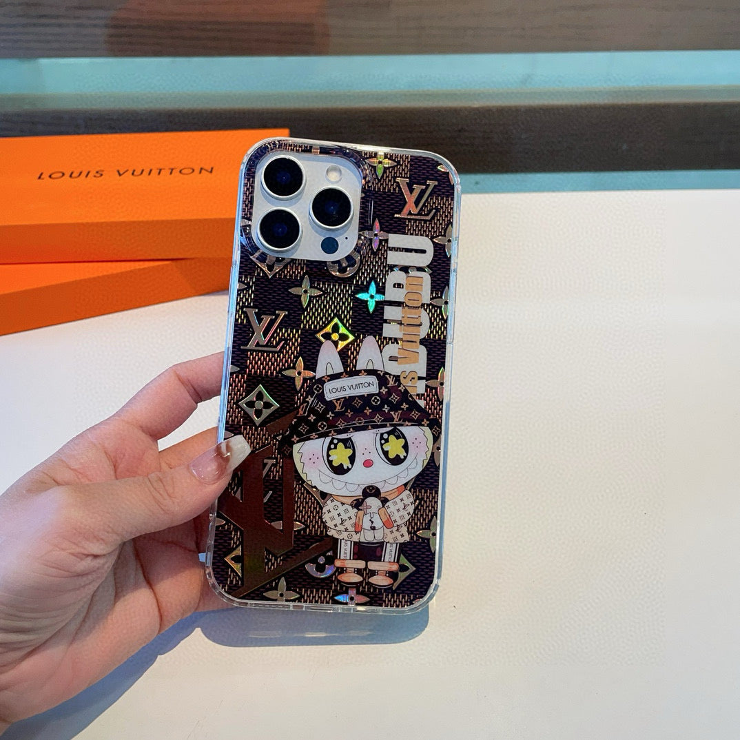 Étui pour téléphone portable Labubu double couche en relief laser