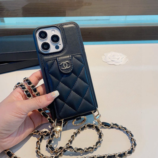 The phone case comes with a card holder ring buckle and can be worn crossbody
