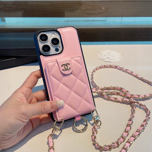 The phone case comes with a card holder ring buckle and can be worn crossbody