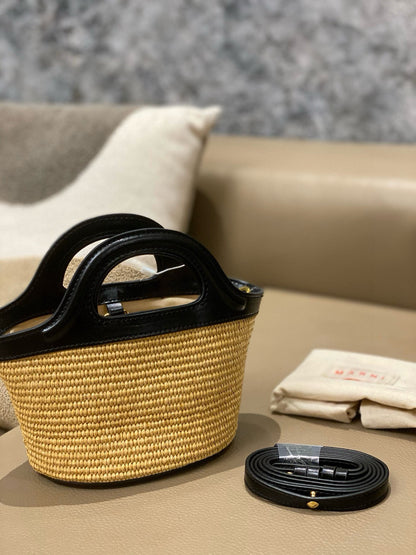 Woven straw basket bag